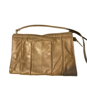 Empire Orr vintage genuine leather  Tan  Crossbody Bag rem strap gold accents ne